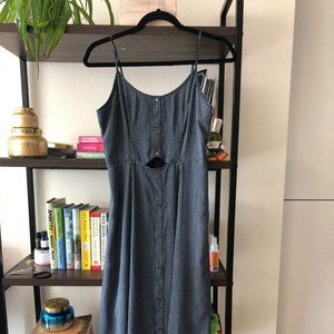 Navy and White Checked Midi-Dress